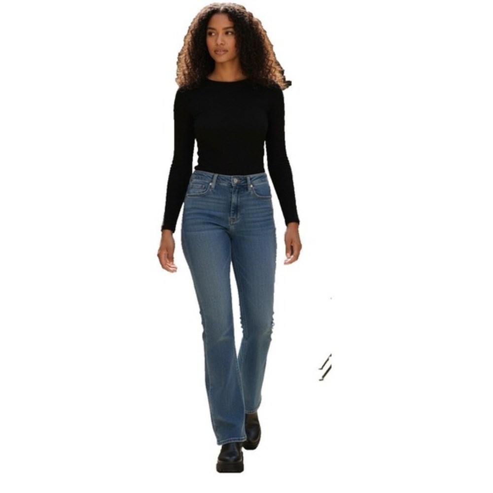 RISE SUPPLY CO. Blue Wash Flare Jeans 27x30 High Rise Bootcut Trendy Denim‎